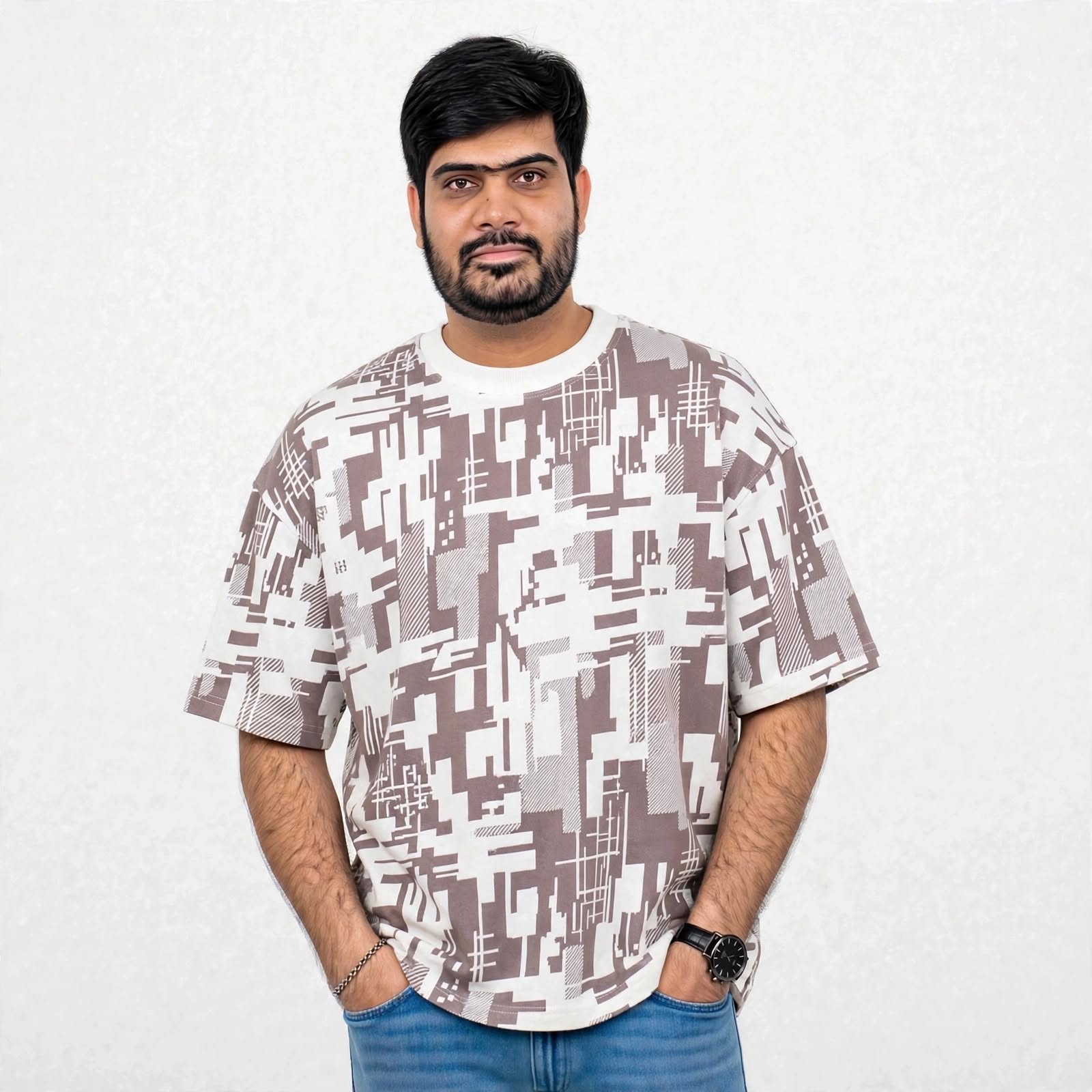 White Geometric Print